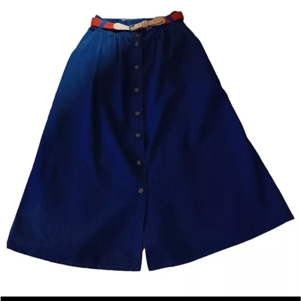 Carlyle Vintage Skirt 70's/80's A-Line Denim Flare Belted Size 6